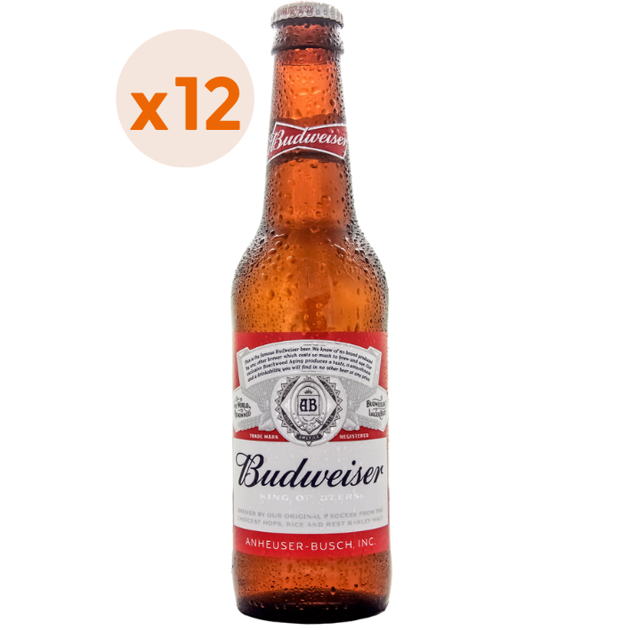 12x Cerveza Budweiser Botellín 330cc