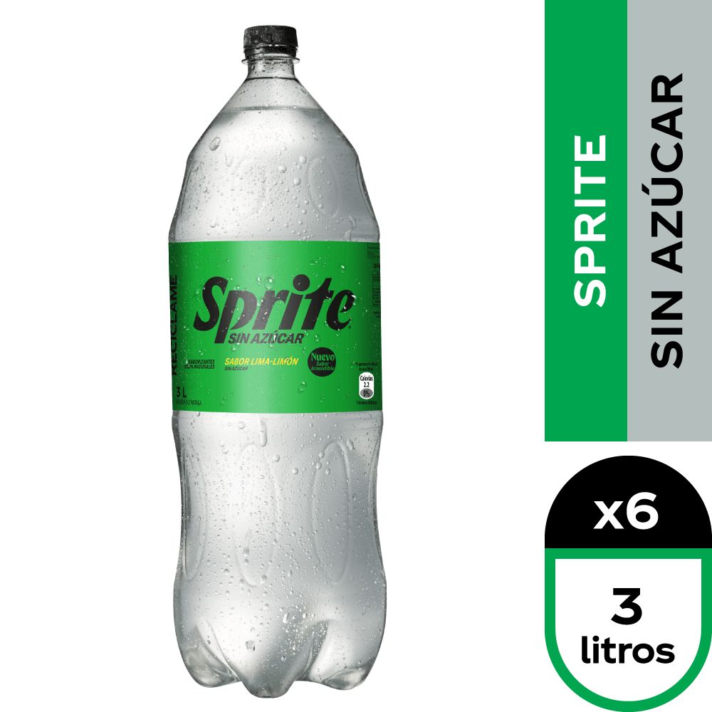6x Bebida Sprite Sin Azúcar 3000cc