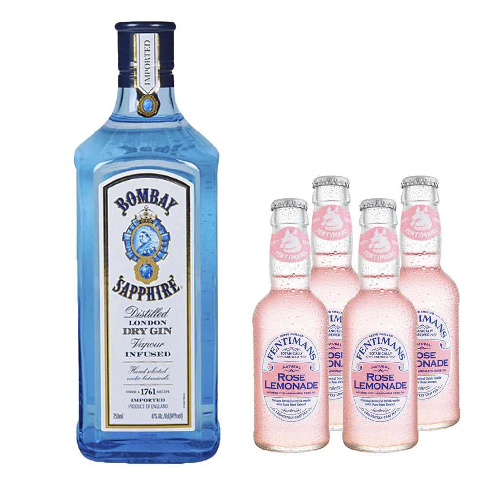 Gin Bombay Sapphire 700cc + 4x Fentimans Premium Rose Lemonade 200cc