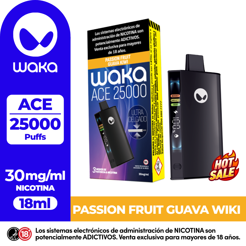 Vaper Waka Ace Passion Fruit Guava Kiwi 25000 Puff- 3%