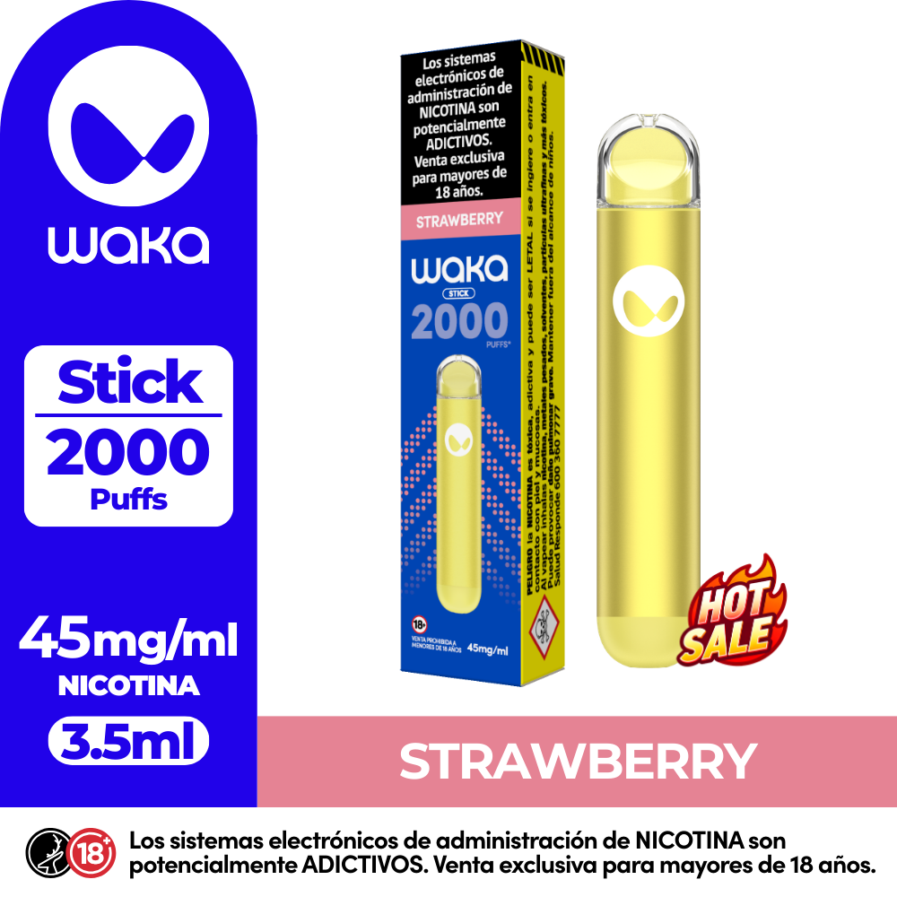 Vaper Waka Stick Strawberry 2000 Puff-4.5%