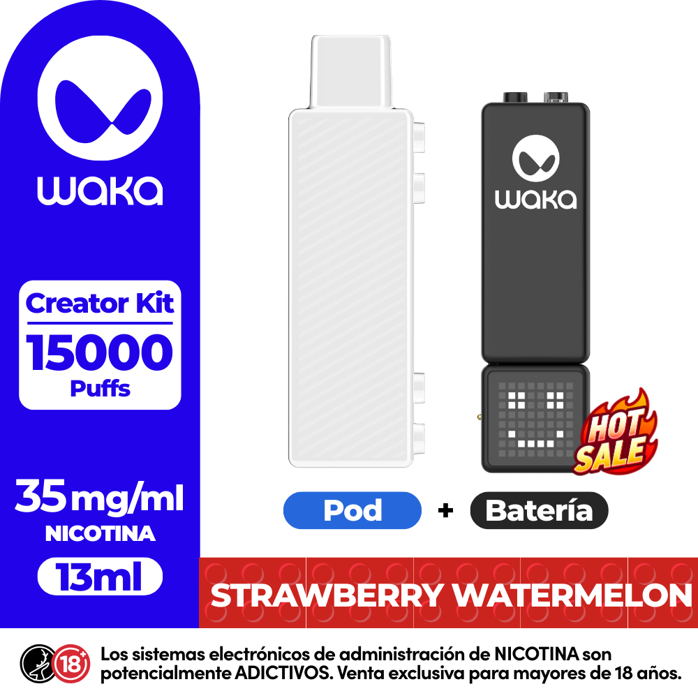 Vaper Waka Creator Kit Strawberry Watermelon 15000 Puff- 3.5%