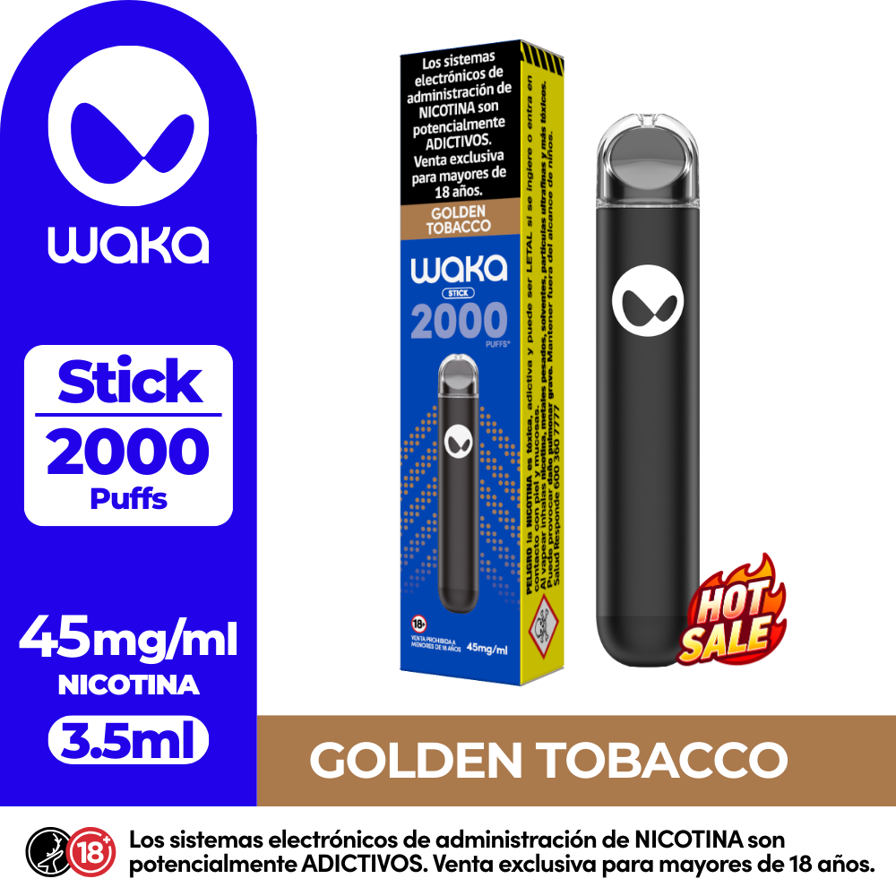Vaper Waka Stick Golden Tobacco 2000 Puff-4.5%