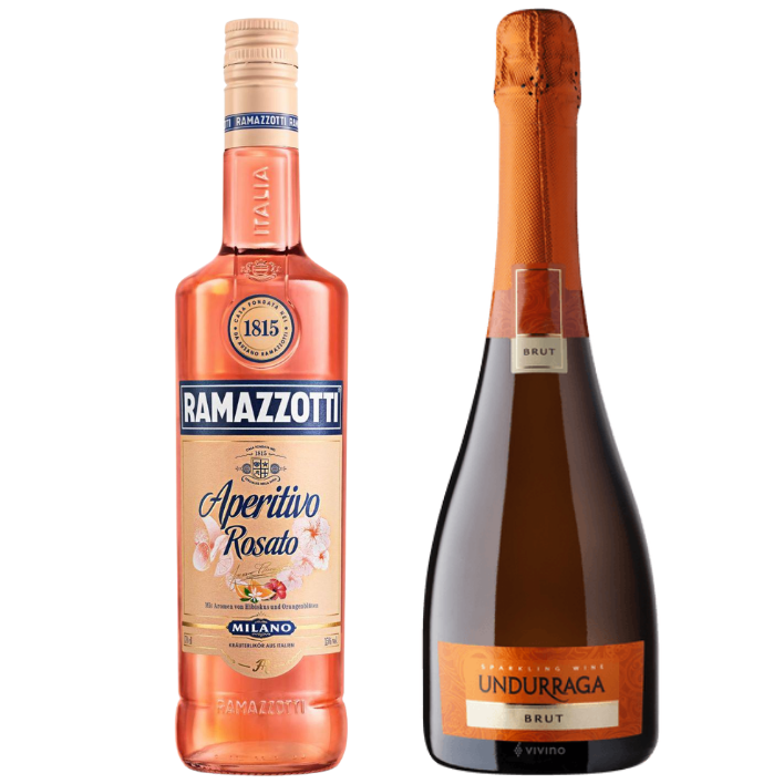 Pack Licor aperitivo Ramazzotti Rosato 700cc + Espumante Undurraga 750cc