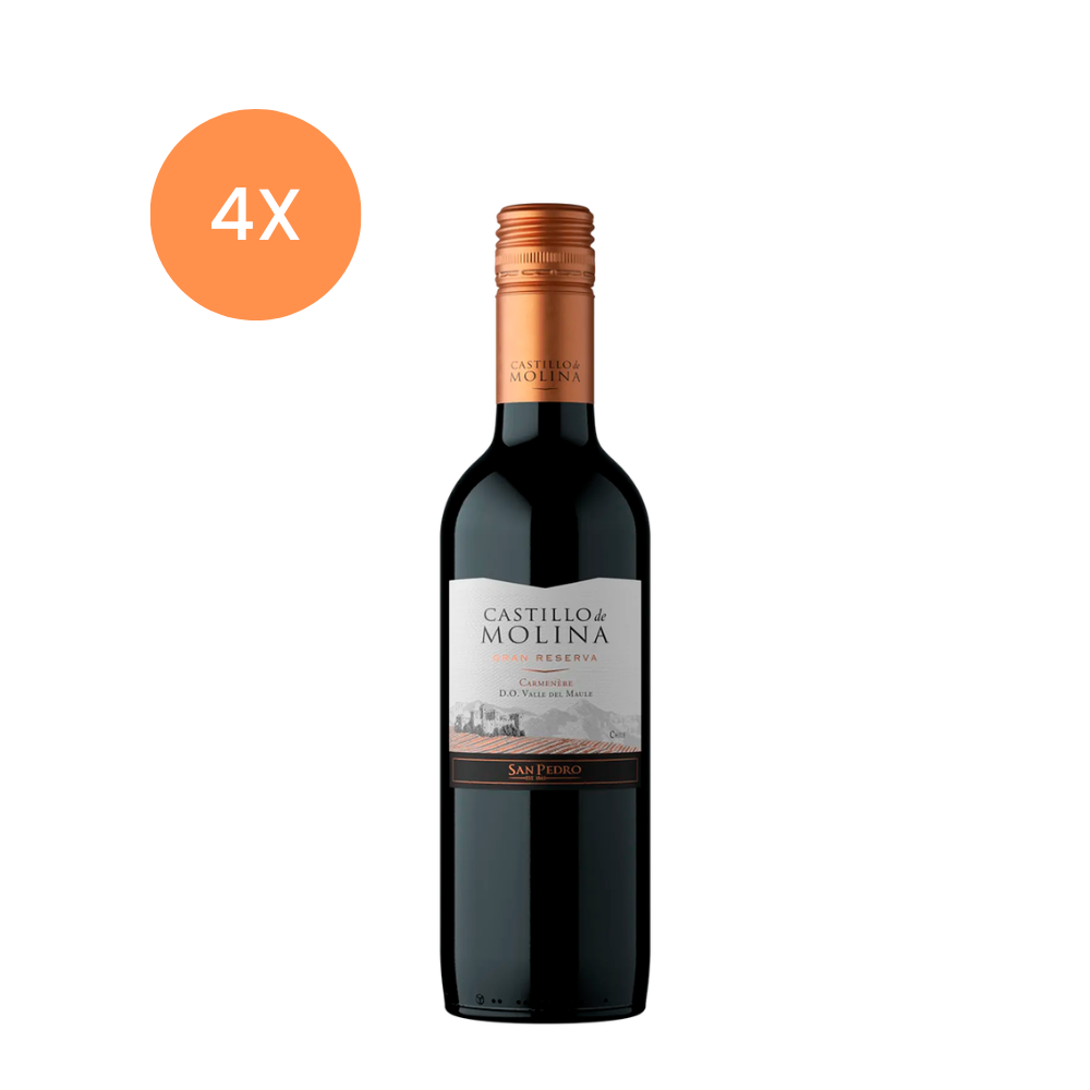 4x Vino Castillo de Molina Gran Reserva Carmenere 14° 375cc