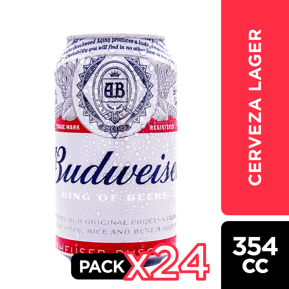 24x Cerveza Budweiser Lata 354cc