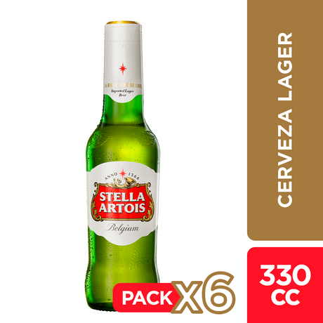 6x Cerveza Stella Artois Botellín 330cc