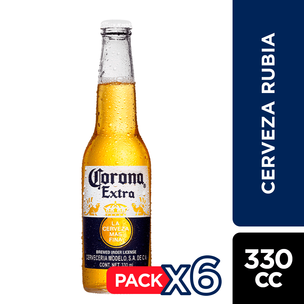 6x Cerveza Corona Extra Botellín 330cc