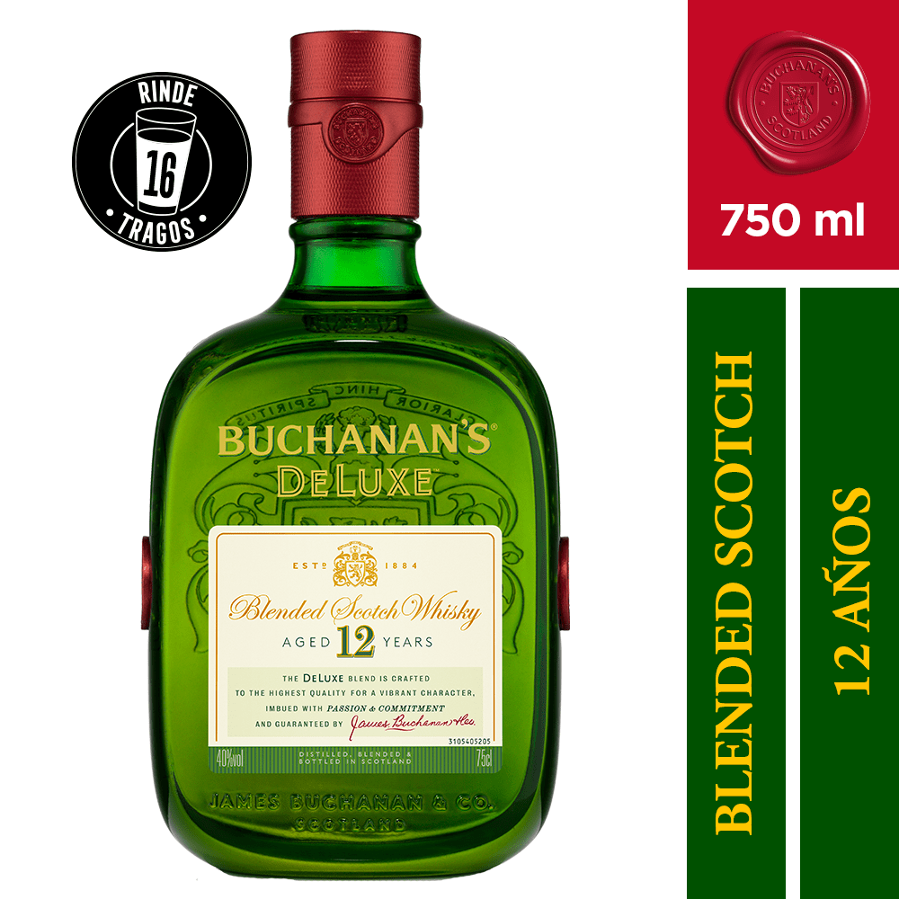 Whiskey Buchanans Deluxe 12 Años 750cc