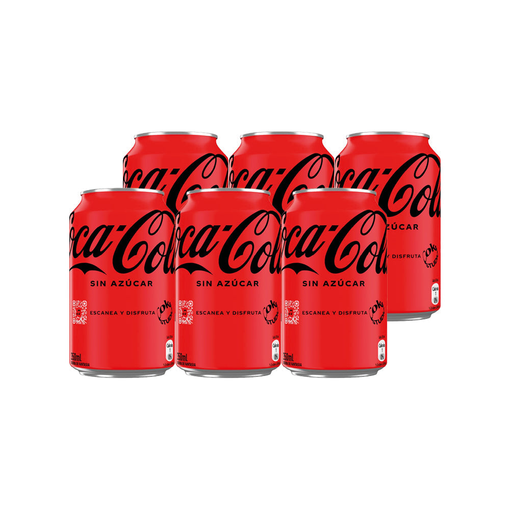 6x Bebida Coca Cola Sin Azúcar Lata 350cc
