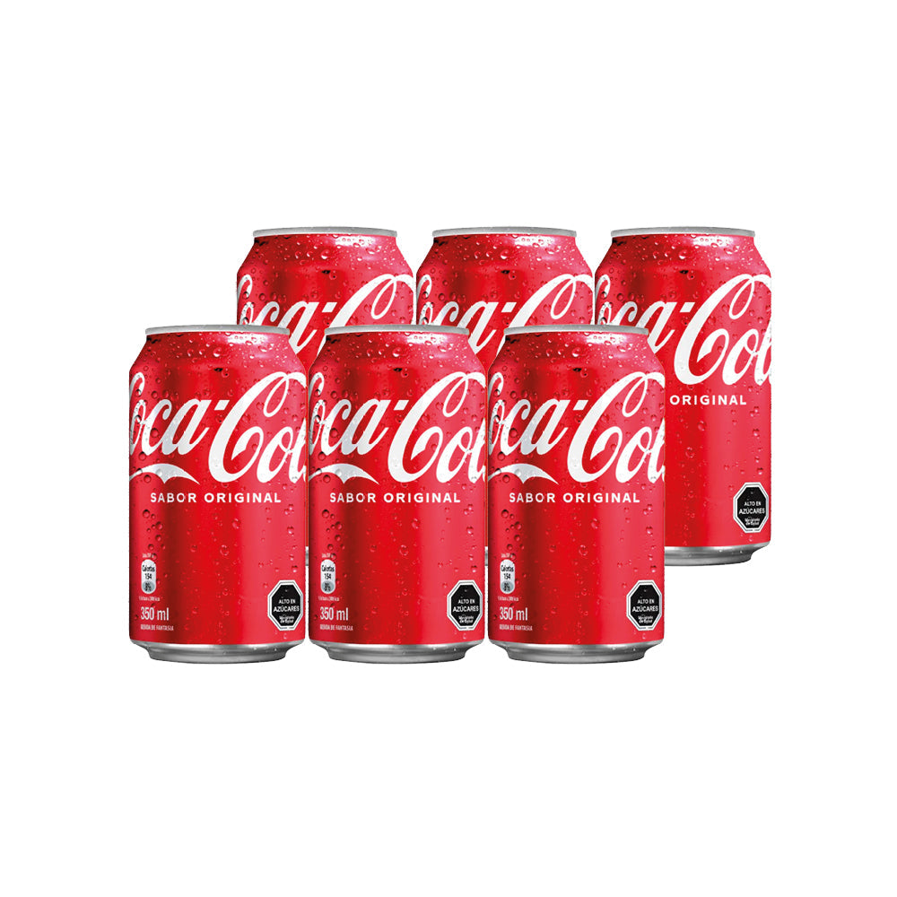 6x Bebida Coca Cola Original Lata 350cc