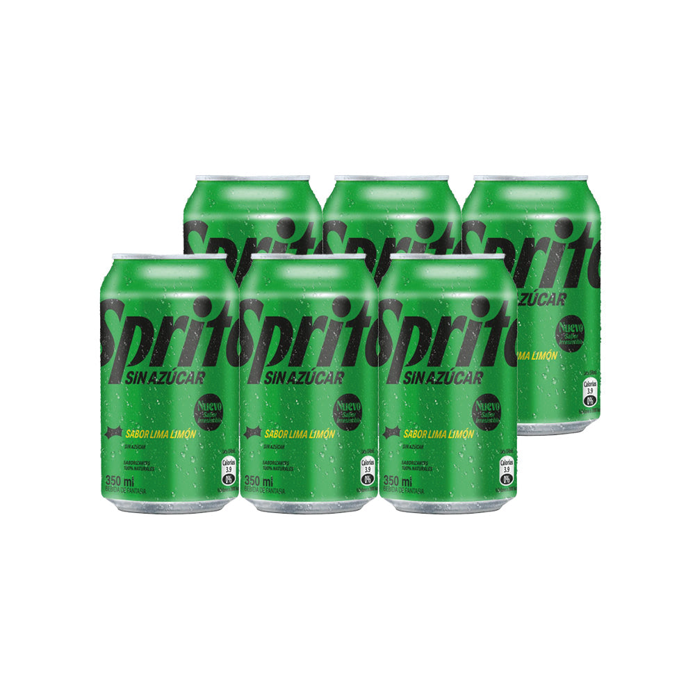 6x Bebida Sprite Sin Azúcar Lata 350cc