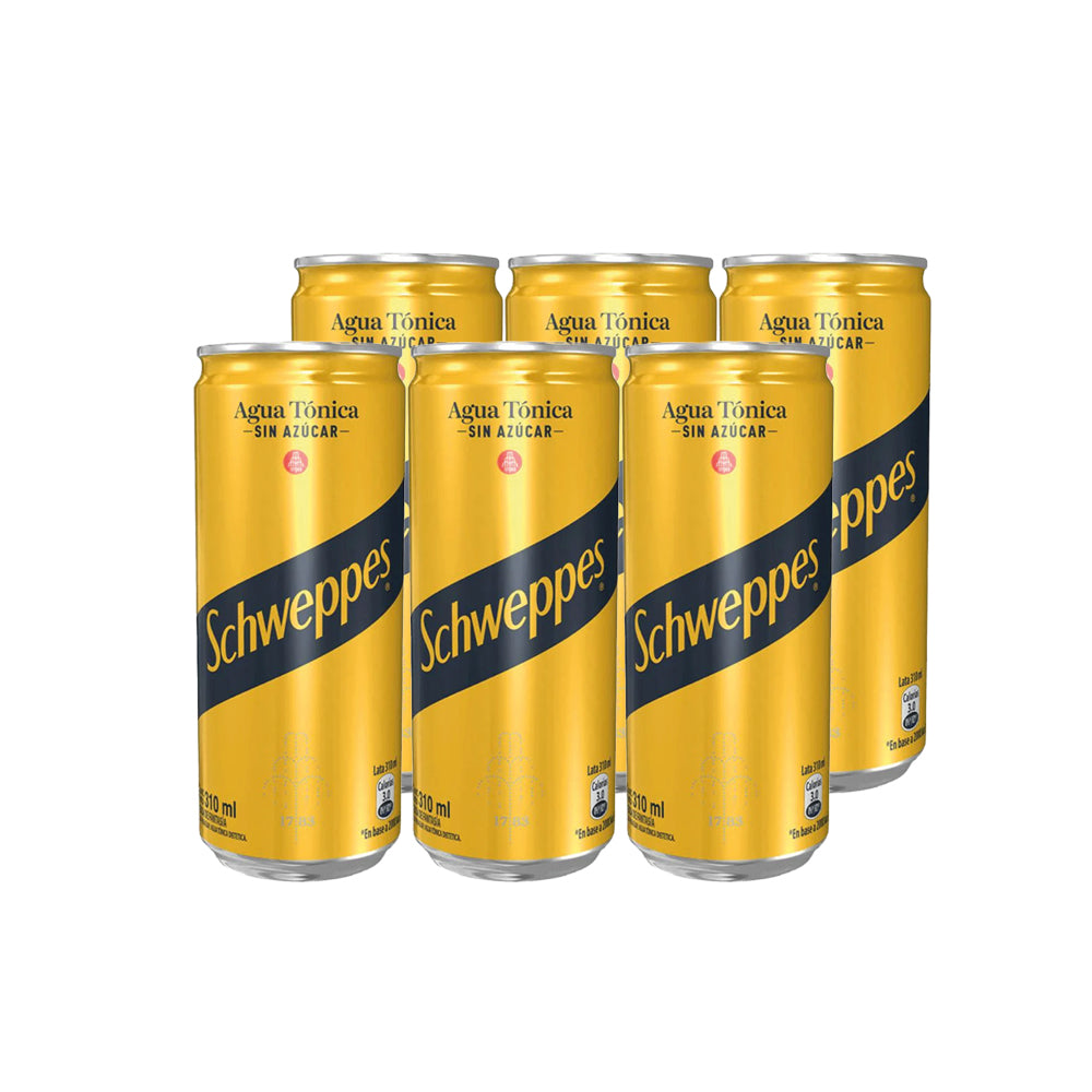 6x Agua Tónica Schweppes Sin Azúcar Lata 310cc