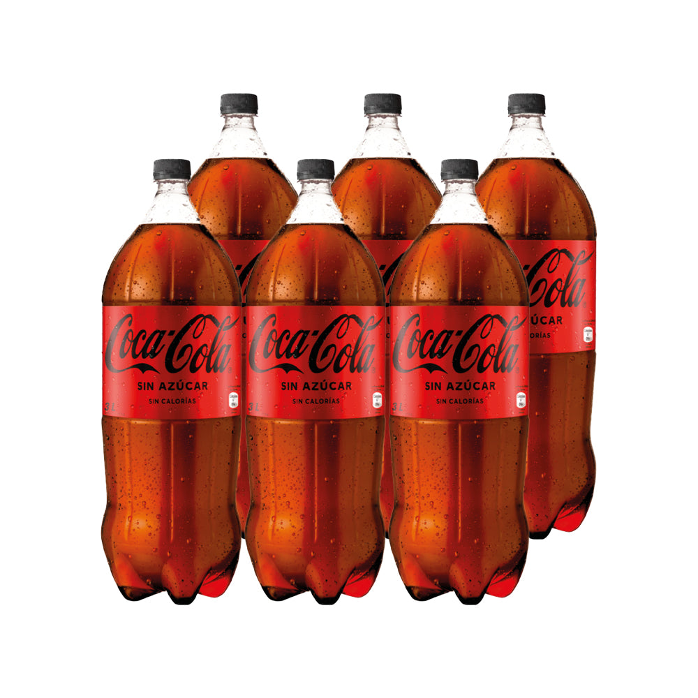 6x Bebida Coca Cola Sin Azúcar 3000cc