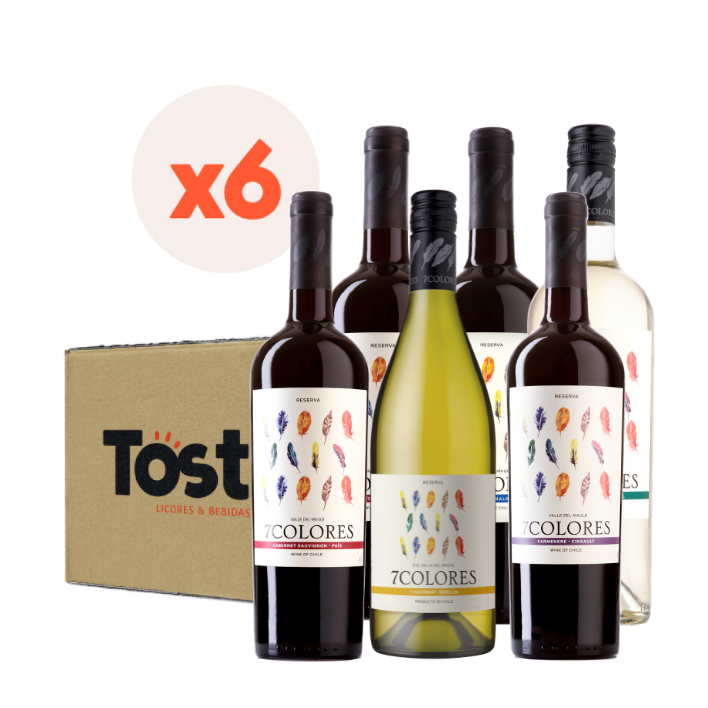 6x Mix Vinos 7 Colores Reserva 750cc