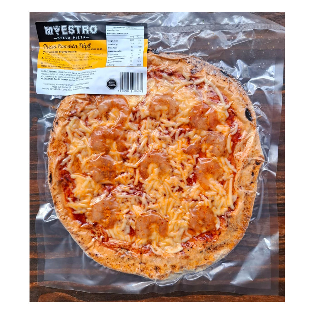 Pizza Congelada Camarones Pilpil Maestro Della Pizza 500g