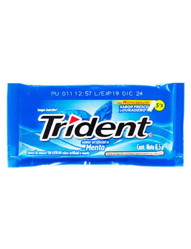 Chicle Trident Menta Azul Sachet 5 unidades