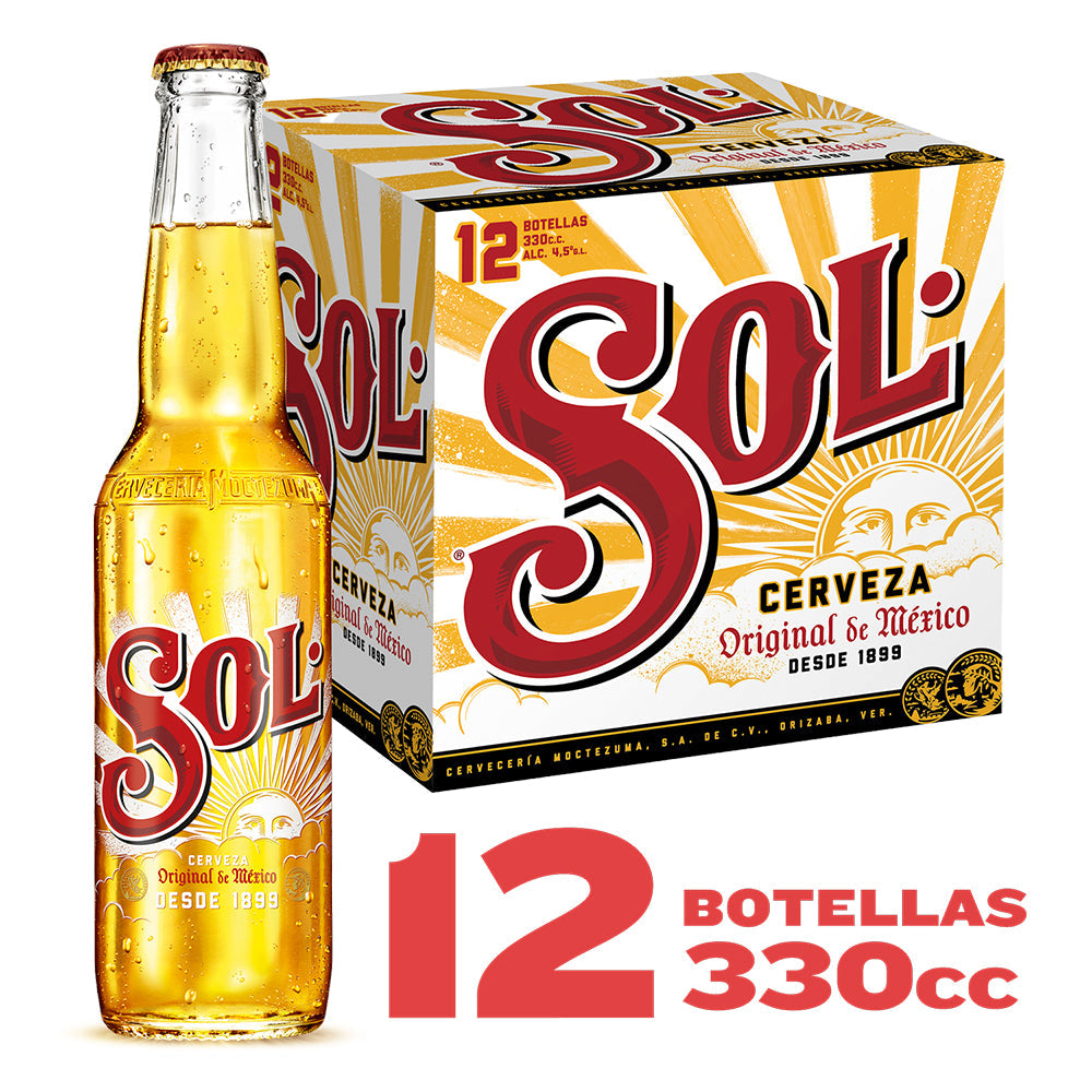 12x Cerveza Sol Botella 330cc