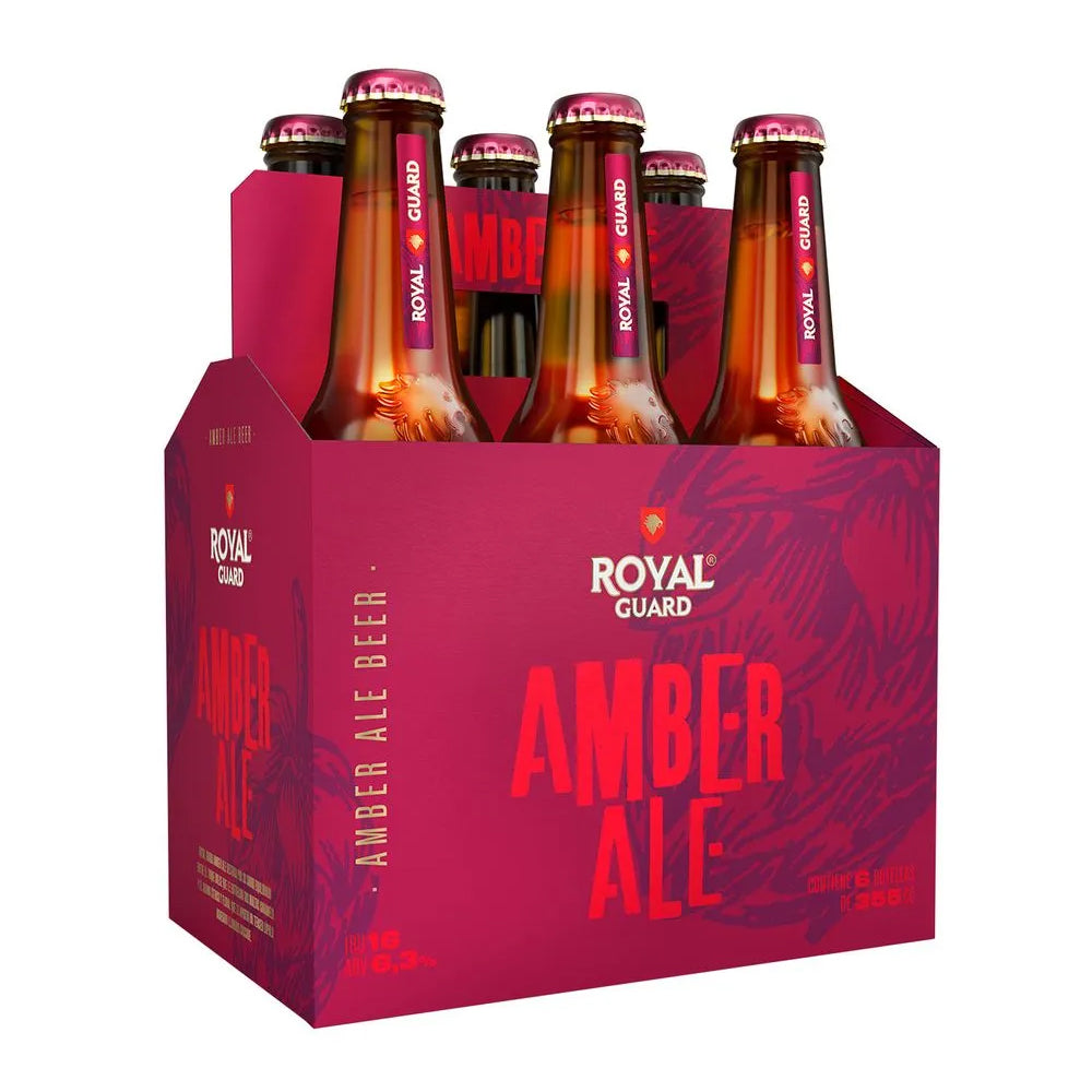 6x Cerveza Royal Guard Ambar Ale Botellín 355cc