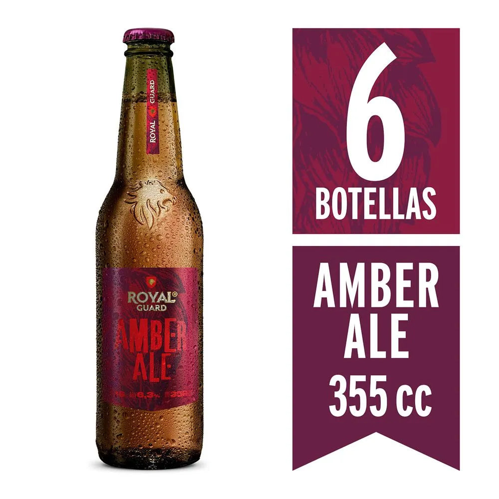 6x Cerveza Royal Guard Ambar Ale Botellín 355cc