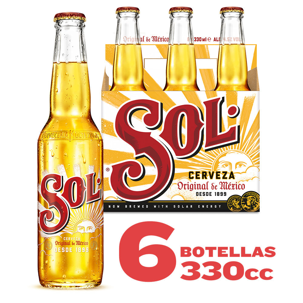 6x Cerveza Sol Botellín 330cc