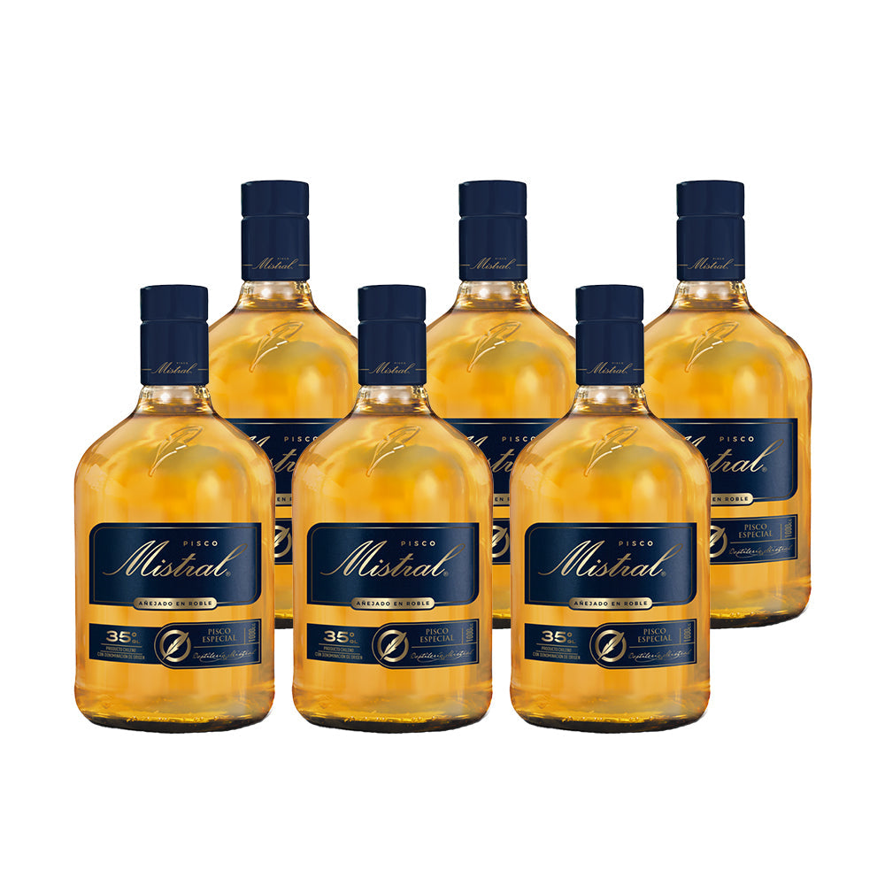 6x Pisco Mistral Añejado En Roble 35º 1000cc