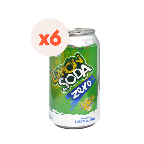 Pack 6x Bebida Limón Soda Zero Lata 350cc