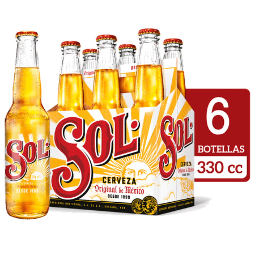 6x Cerveza Sol Botellín 330cc