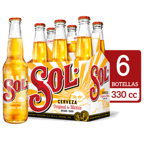 6x Cerveza Sol Botellín 330cc