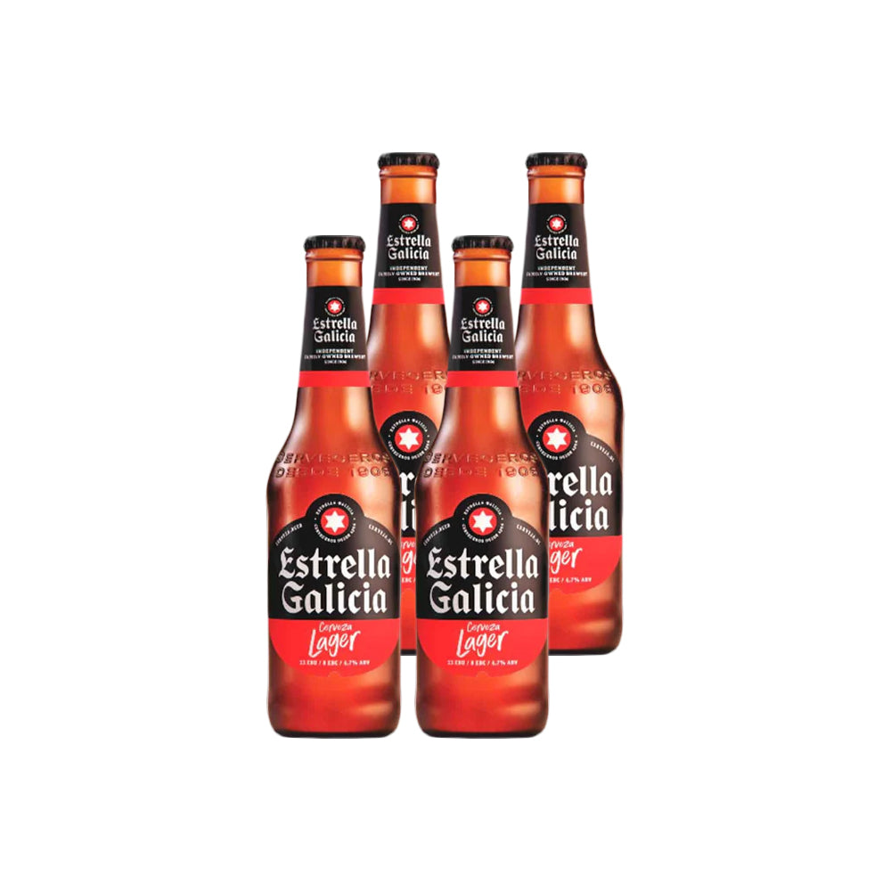 4x Cerveza Estrella Galicia Lager 4,7° 330cc