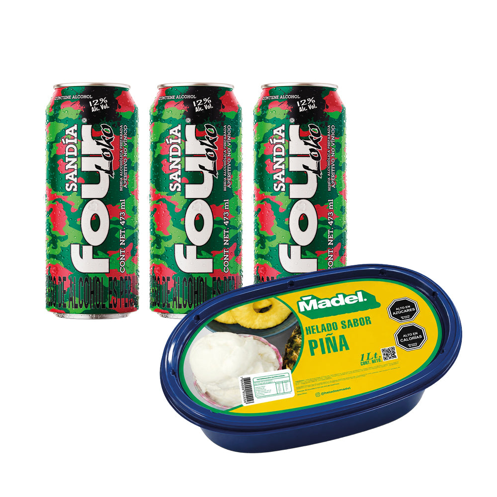 Pack Terreloko Sandía: 3 Four Loko Sandía + Helado de Piña 1L
