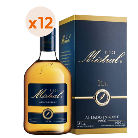 12x Pisco Mistral Añejado En Roble 35º 1000cc