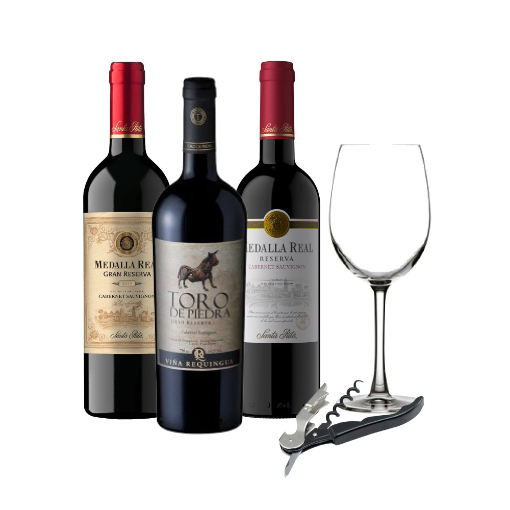Pack 3 MEDALLA DE PIEDRA 750cc + Copa Premium + Descorchador