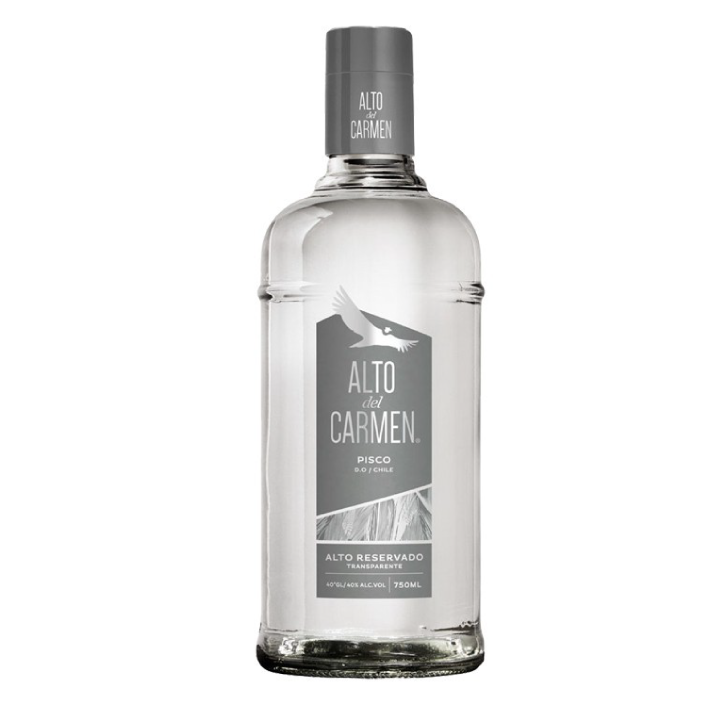 Pisco Alto del Carmen blanco transparente reservado 40° botella 750cc